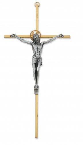 10" Two Tone Brass Crucifix