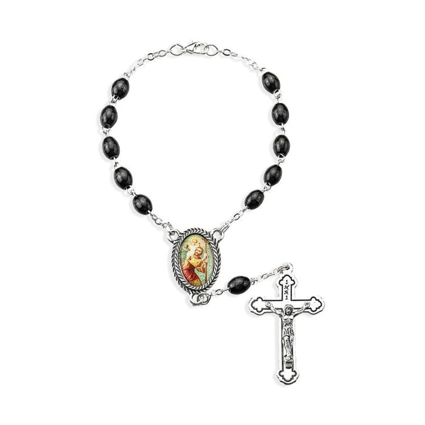 Black Wood Saint Christopher Auto Rosary