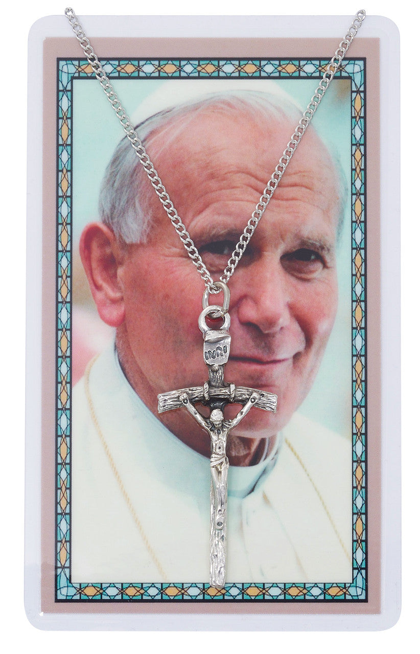 St. John Paul II Prayer Card and Papal Crucifix Set Lagron Miller Company