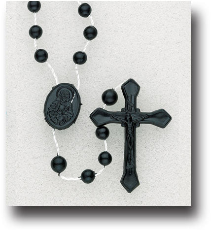 Plastic Corded Rosary - Black