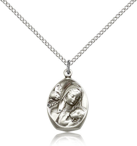 Sterling Silver Madonna and Child Medal with Chain Pendant – Lagron ...