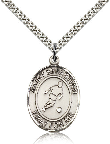 Sterling Silver St. Sebastian Soccer Medal with Chain Pendant – Lagron ...