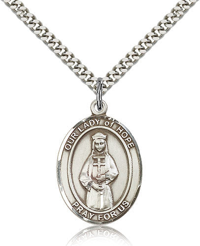 Sterling Silver Our Lady of Hope Medal with Chain Pendant Large ...