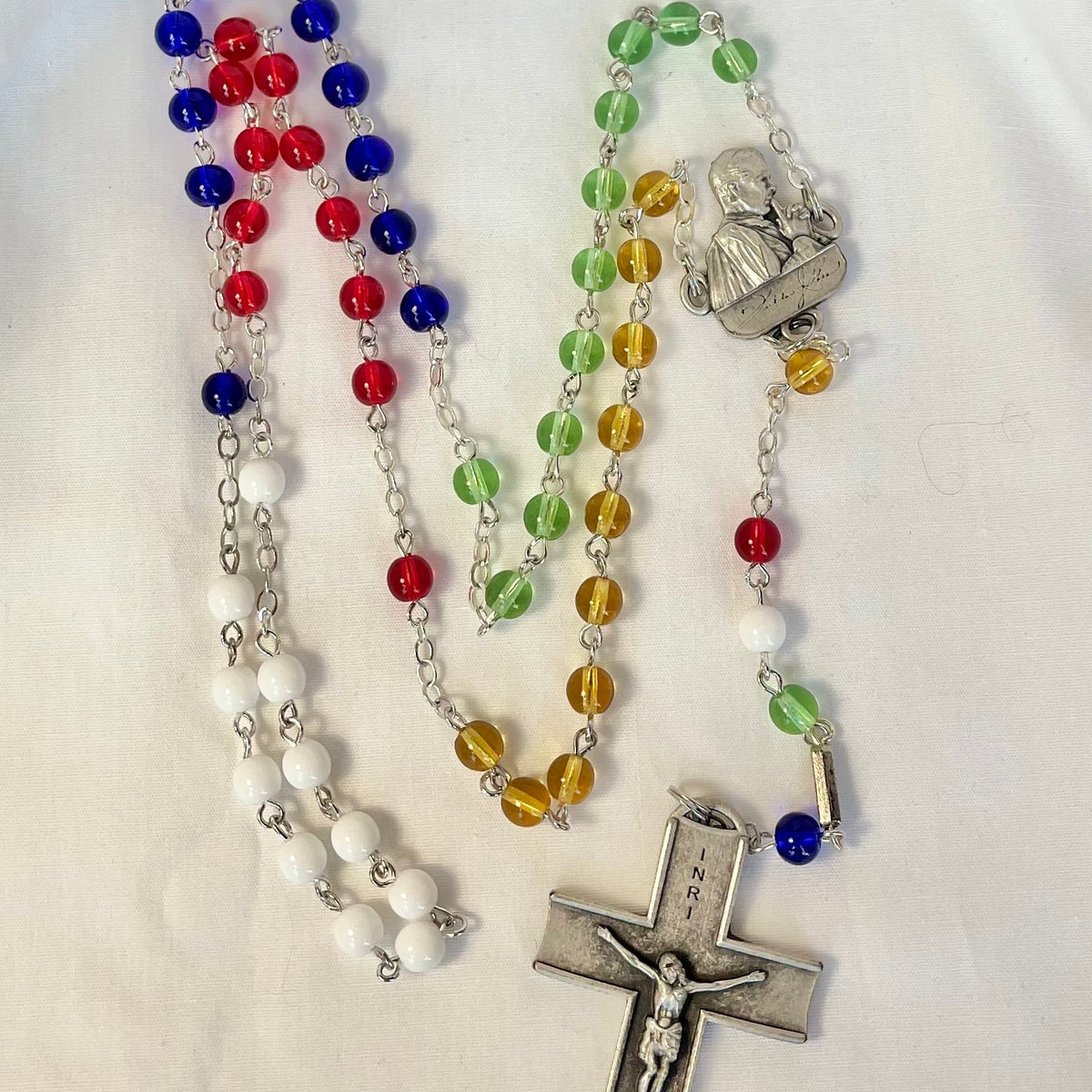 Archbishop Fulton J. Sheen Mission Rosary- Multicolor Glass Beads